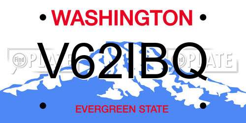 V62IBQ Washington License Plate