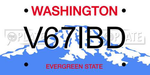 V67IBD Washington License Plate