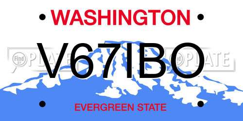 V67IBO Washington License Plate