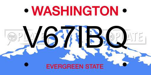 V67IBQ Washington License Plate