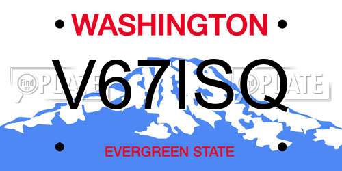 V67ISQ Washington License Plate