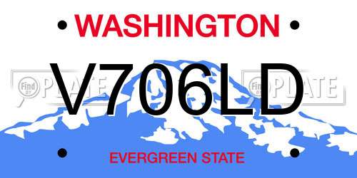 V706LD Washington License Plate