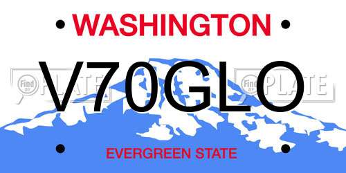 V70GLO Washington License Plate