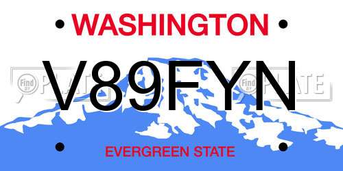 V89FYN Washington License Plate