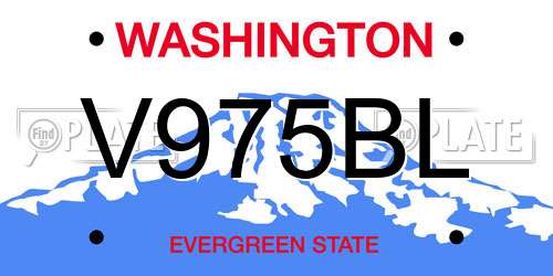V975BL Washington License Plate