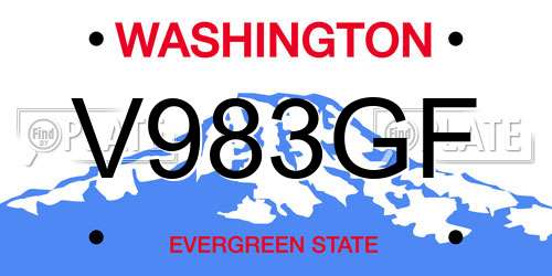 V983GF Washington License Plate
