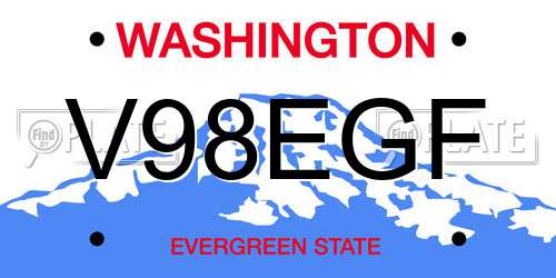 V98EGF Washington License Plate