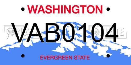 VAB0104 Washington License Plate