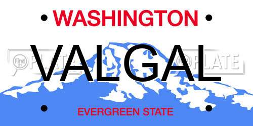 VALGAL Washington License Plate