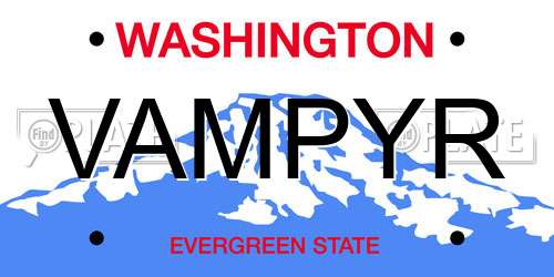 VAMPYR Washington License Plate