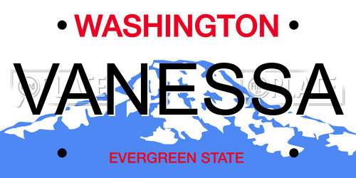 VANESSA Washington License Plate