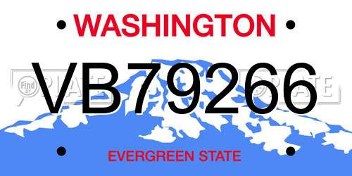 VB79266 Washington License Plate