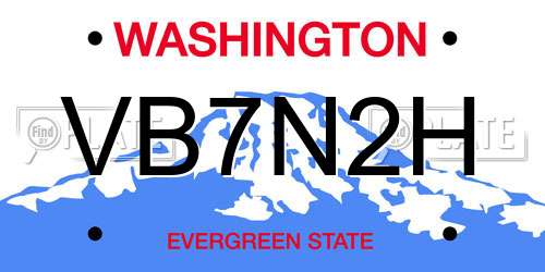 VB7N2H Washington License Plate