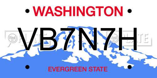 VB7N7H Washington License Plate