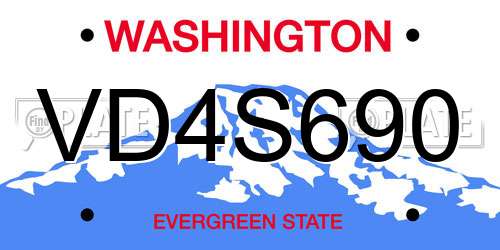 VD4S690 Washington License Plate