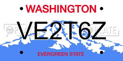 VE2T6Z Washington License Plate