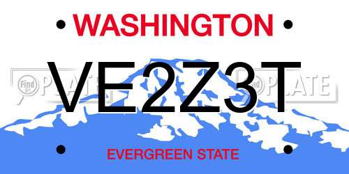 VE2Z3T Washington License Plate