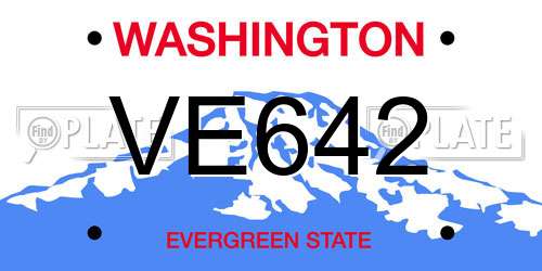 VE642 Washington License Plate