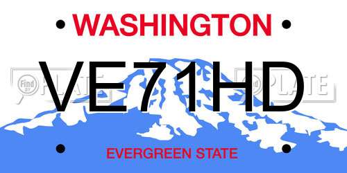 VE71HD Washington License Plate