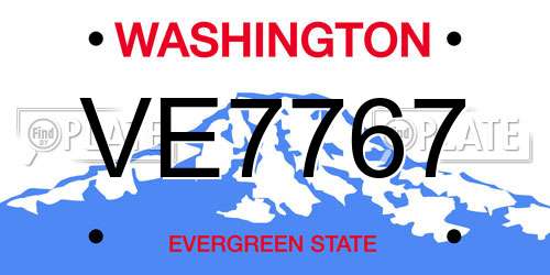 VE7767 Washington License Plate