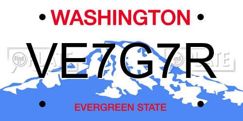 VE7G7R Washington License Plate