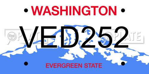 VED252 Washington License Plate