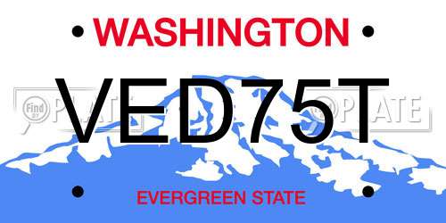 VED75T Washington License Plate