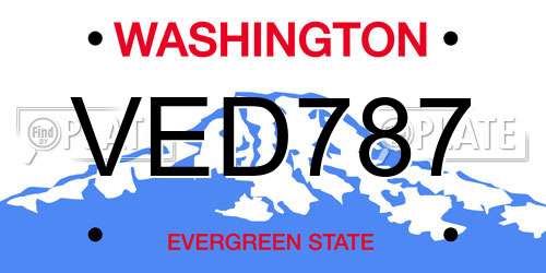 VED787 Washington License Plate