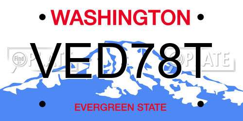 VED78T Washington License Plate