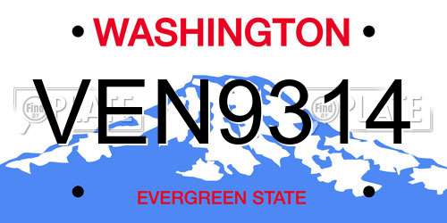 VEN9314 Washington License Plate