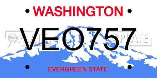 VEO757 Washington License Plate