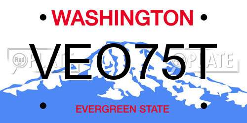 VEO75T Washington License Plate