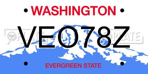 VEO78Z Washington License Plate