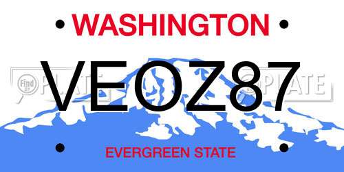 VEOZ87 Washington License Plate