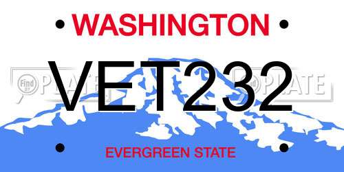 VET232 Washington License Plate