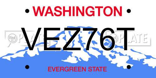 VEZ76T Washington License Plate