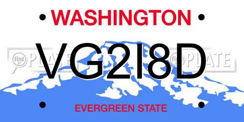 VG2I8D Washington License Plate
