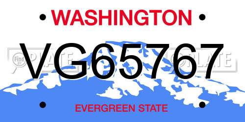 VG65767 Washington License Plate