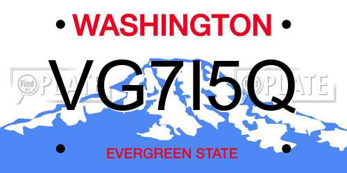 VG7I5Q Washington License Plate