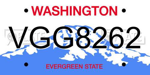 VGG8262 Washington License Plate