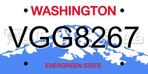 VGG8267 Washington License Plate