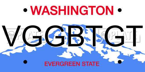 VGGBTGT Washington License Plate