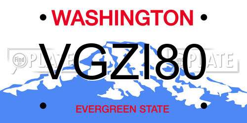 VGZI80 Washington License Plate