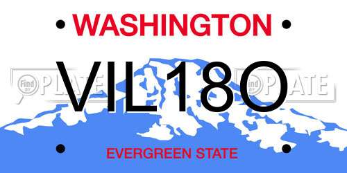 VIL18O Washington License Plate