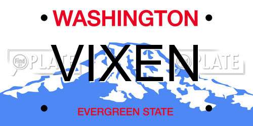 VIXEN Washington License Plate