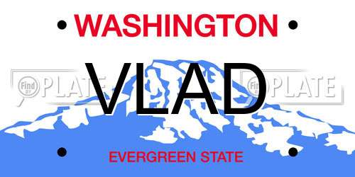 VLAD Washington License Plate