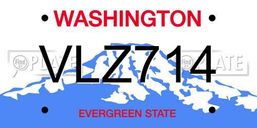 VLZ714 Washington License Plate