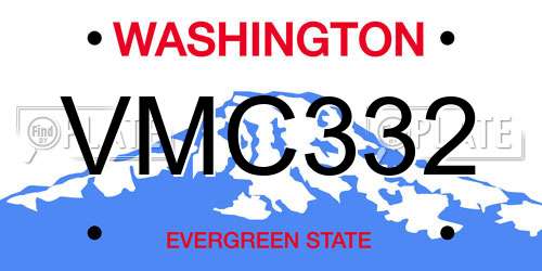 VMC332 Washington License Plate