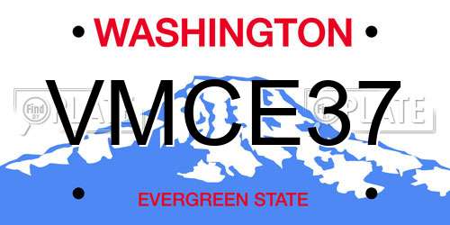 VMCE37 Washington License Plate