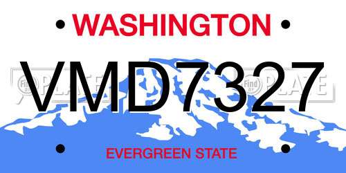 VMD7327 Washington License Plate
